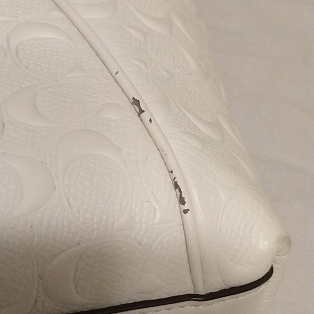 COACH Ava Chain Signature Leather Tote in Chalk, Debossed - Picture 11 of 16